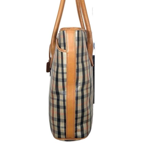 Authentic DAKS London Check Pattern Tan Tote Bag - Picture 6 of 14